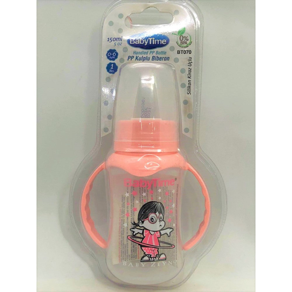Baby time Feeding Bottle 150 ML Wz Handle 0-6 Months