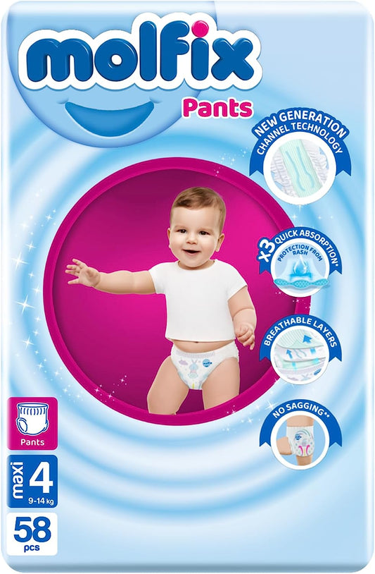Molfix Diapers Pants  Size 4  ,58  Pcs, 14-19  KG