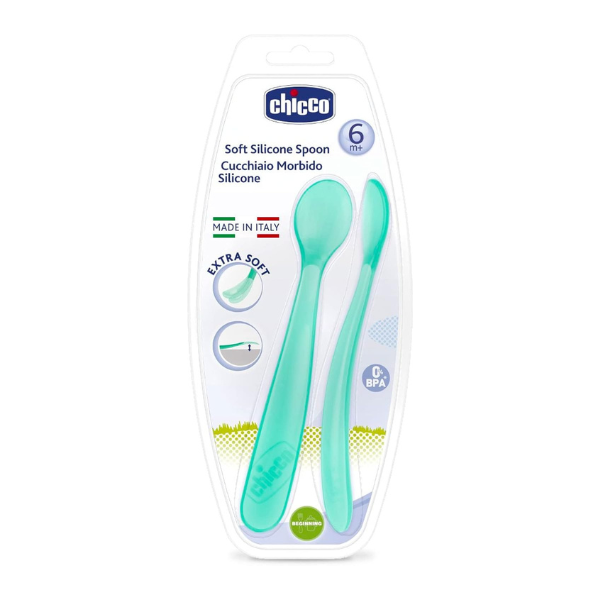 Chicco Spoon Soft Silicone +6m 2pcs Blue