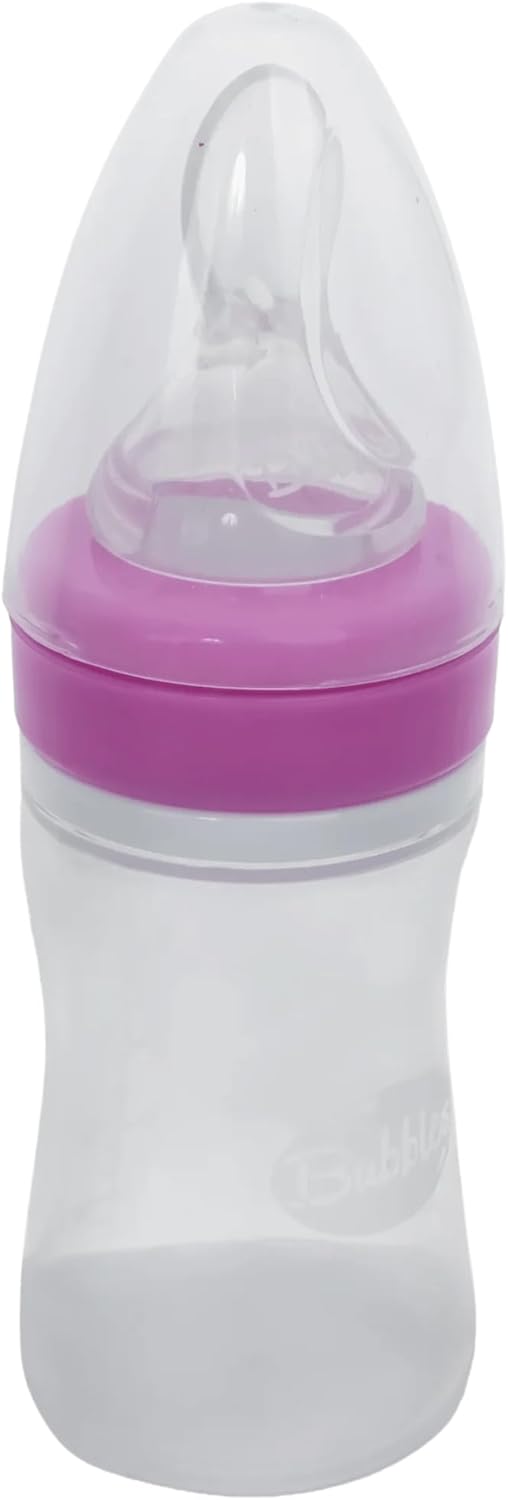 زجاجة رضاعة بيبي بابلز بملعقة سيليكون 150 مل – بينك