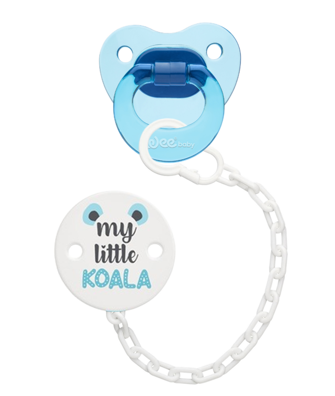 Wee Baby Soother & Soother Chain Set No.1 0-6 Months - 1 Pack Blue