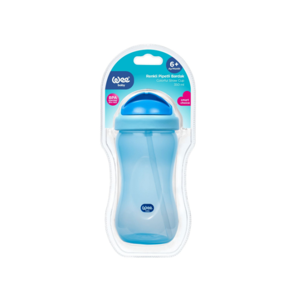 Wee Baby Sporty Non-Spill Straw Cup 350ml +6 Months Blue