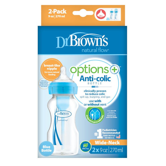 Dr.Brown's  Wide-Neck Options+ Bottle 270 ml- Blue( 2-Pack)