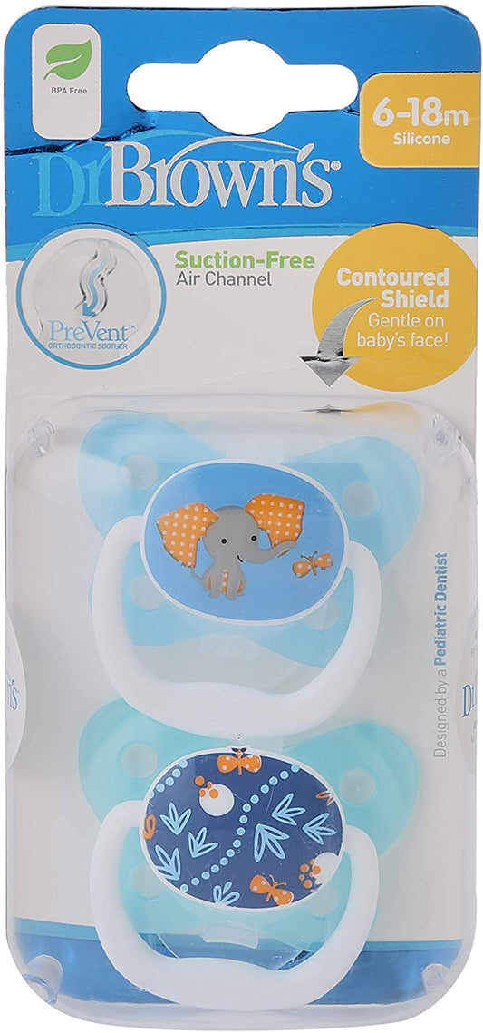 Dr.Brown's PreVent BUTTERFLY SHIELD Pacifier - Stage 2 * 6-18M - Blue, 2-Pack