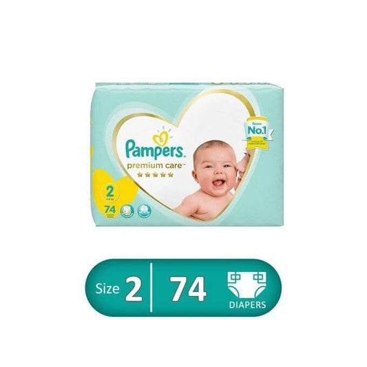 Pampers Premium Care Diapers Size 2, Mini, 3-8 Kg (74 Diapers)