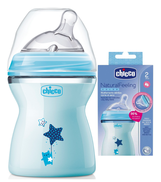 Chicco Naturalfeeling Baby Bottle 2M+ 250ml blue