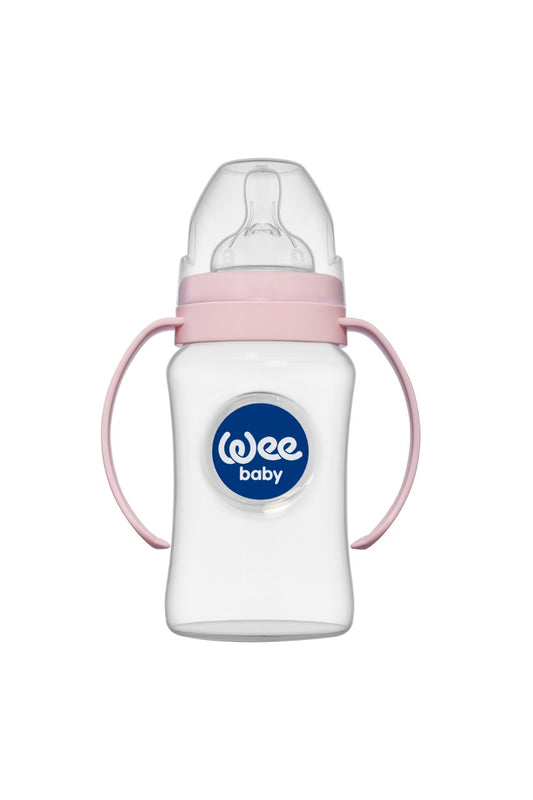 weebaby Wide Neck Feeding Bottle withGrip  Anti-Colic 150 ml pink