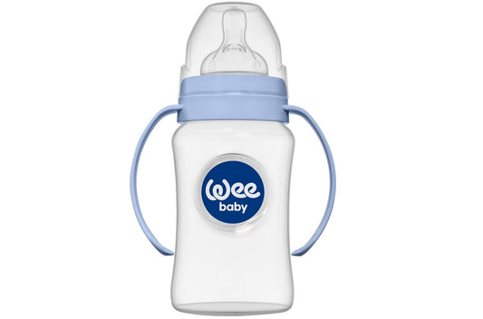 weebaby Wide Neck Feeding Bottle with Grip Anti-Colic 250 ml blue