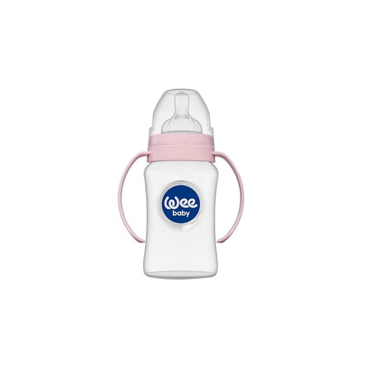 weebaby Wide Neck Feeding Bottle with Grip Anti-Colic 250 ml pink
