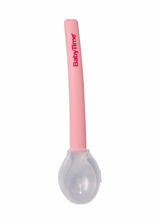 BabyTime Silicone Feeding Spoon (1 Pcs) pink
