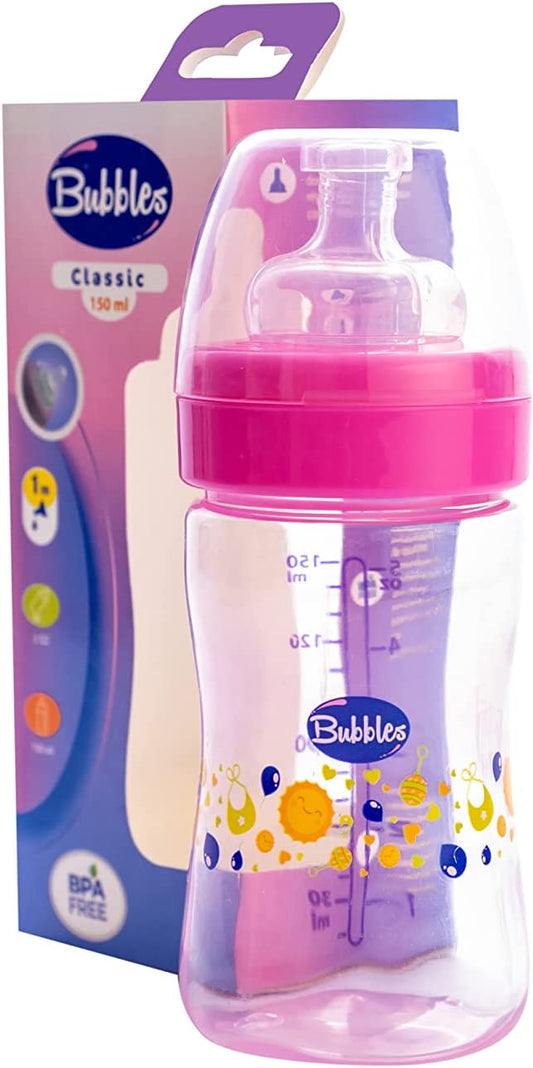 Bubbles Classic Baby Bottle, 180ml - Pink