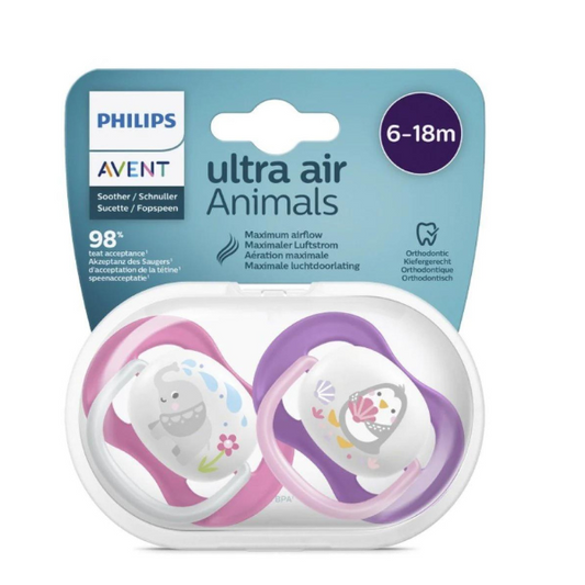 Avent Ultra Air Design Baby Soother (6 - 18m) - Animals (Girl)