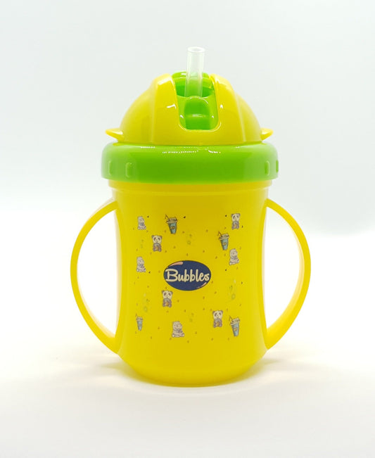 Bubbles Baby Cup with Silicone Straw Yellow