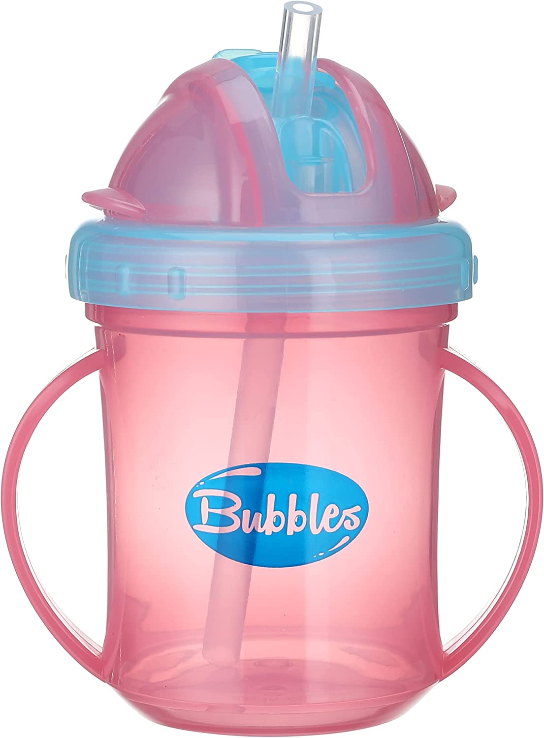 Bubbles Baby Cup with Silicone Straw Pink