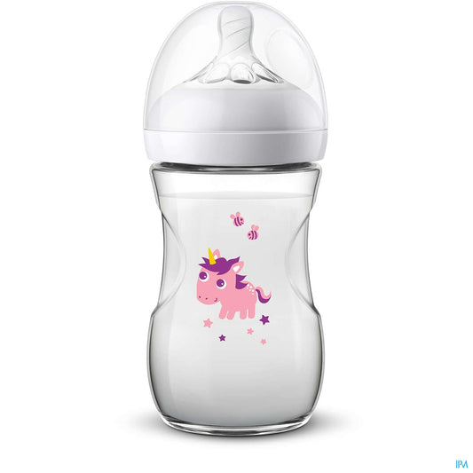 Avent Natural Unicorn Print Baby Bottle For Girls 260ml