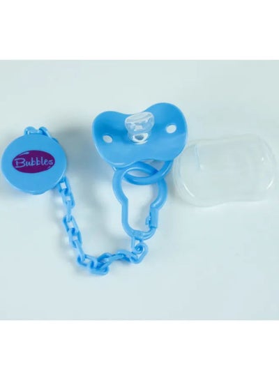 Bubbles Baby Pacifier With Chain Blue