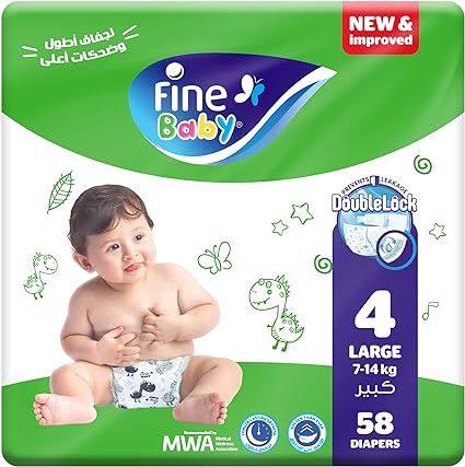 Double Lock Diapers Large Size 4 7-14 Kg - 58 Diaper