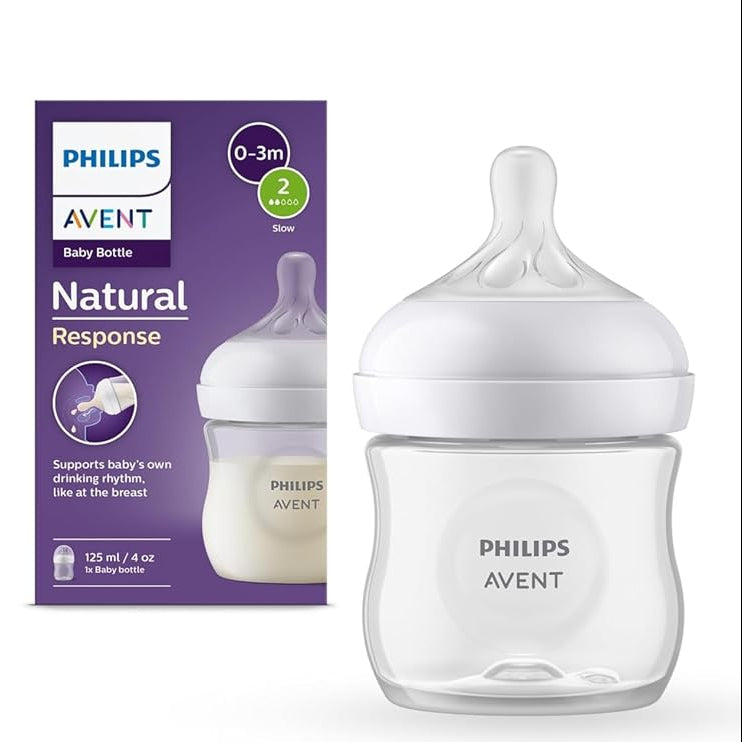 Avent Baby Bottle with Natural Response Teat, (+0M) 125ml