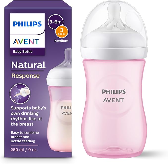 Avent Natural Bottle Response (1M+) 260ml- 1 Pack Pink