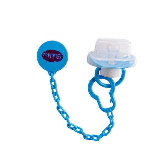 Bubbles Normal Pacifier With Chain Blue