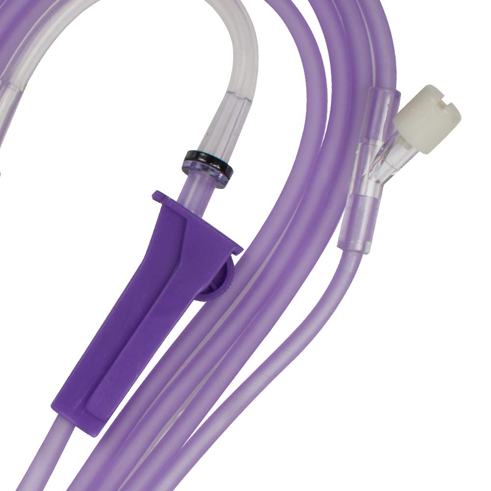 1200mL Enteral Gravity Feeding Bag Set – Disposable Nutrition Delivery Bag with Large Bore, Purple Cap & Tube – Non-Sterile, DEHP-Free, Single Use – Enteral Use Only