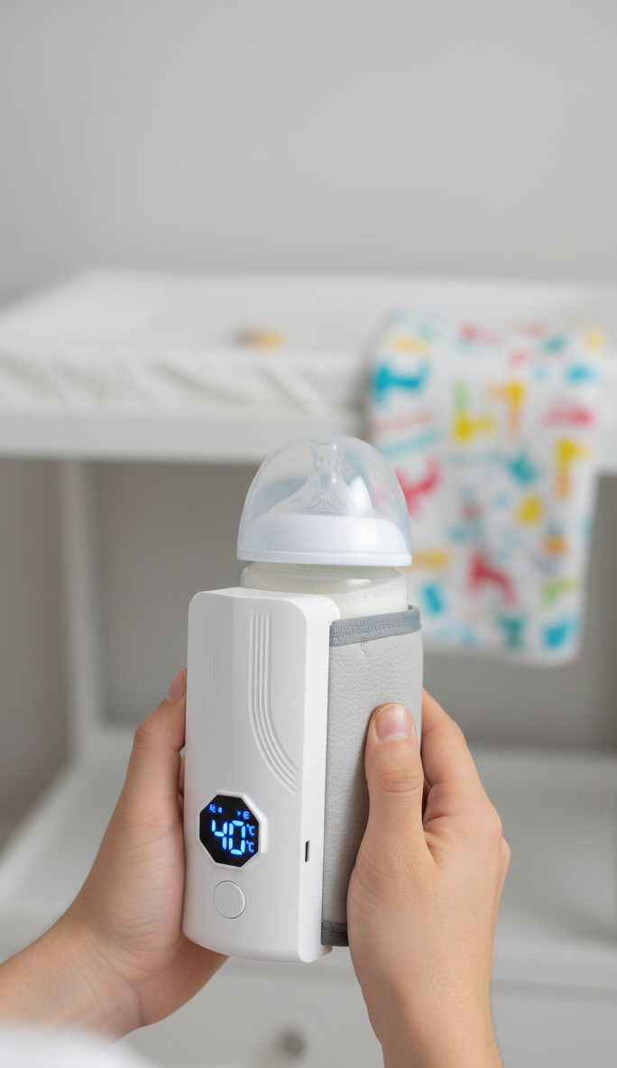 Rechargeable Portable Milk Warmer for Feeding Bottles – Smart Digital Display, Multi-Temperature Control, 2000mAh Battery, Fits Different Bottle Sizes