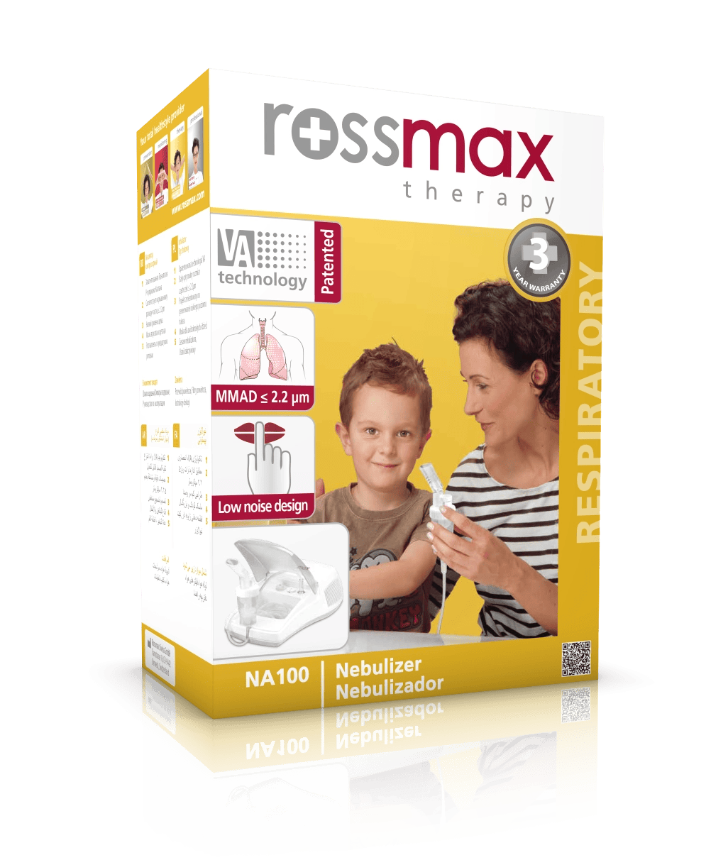 Rossmax NA100 Compressor Nebulizer | Patented VA Technology | Ultra-Quiet Operation | Effective Aerosol Therapy for Adults & Kids | MMAD ≤ 2.2μm