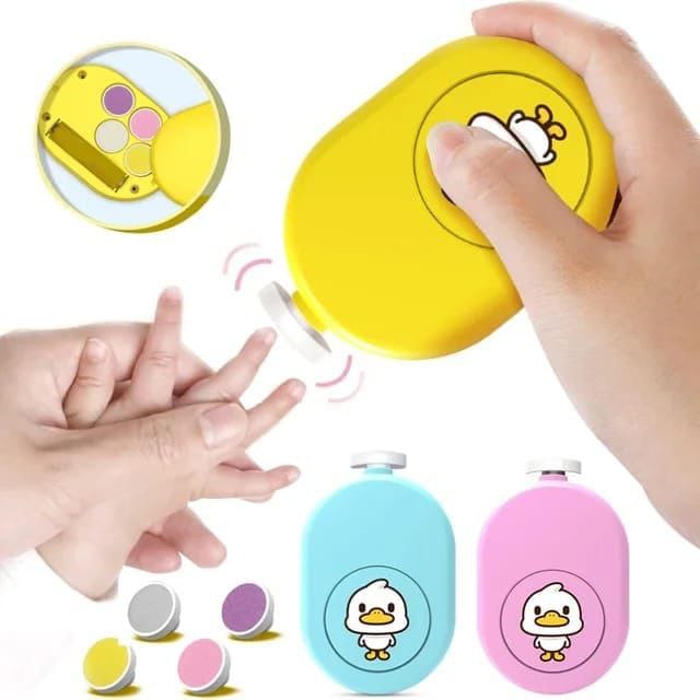 Duck Electric Nail Polisher – Low Vibration, Quiet Operation, 4 Grinding Heads – Safe & Gentle Nail Care for Babies & Kids(Assorted)