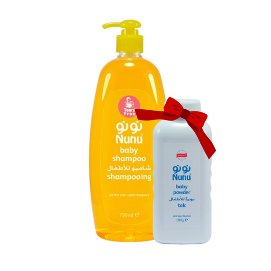 Nunu Baby 750ml Shampoo + 100g Powder - Paraben-Free, Soft and Gentle Care for Babies
