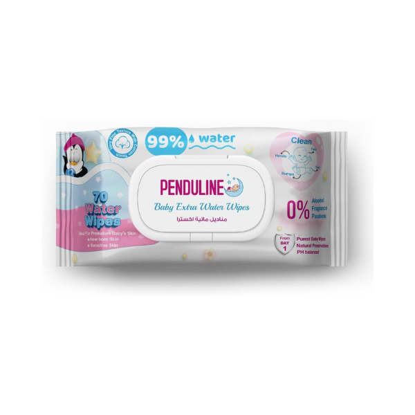 Penduline Baby Wipes With Extra 99% Water 70pcs - Calendula - New Born & Day One - Sensitivie Skin - Zero Alcohol - Fragrance - Parabens