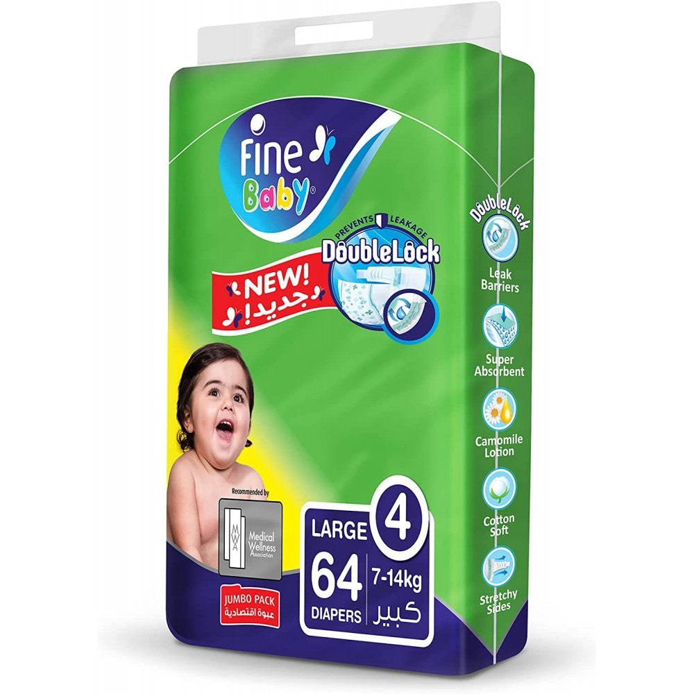 Fine Baby Diapers Size 4,64 Pcs ,7-14 KG