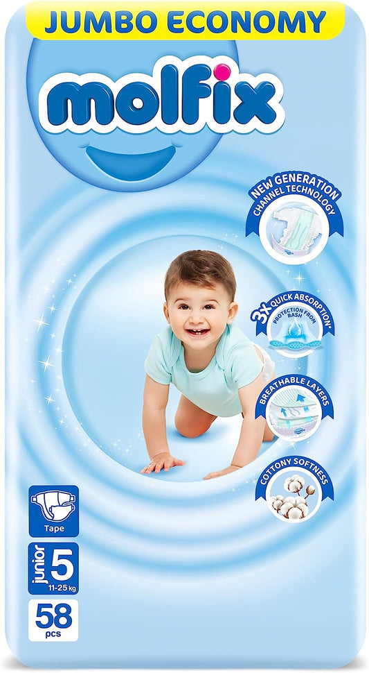 Molfix Diapers Jumbo 58 Pcs ,Size 5