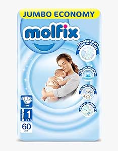 Molfix Diapers Size 1 New Born ,60 PCs ,2-5 KG