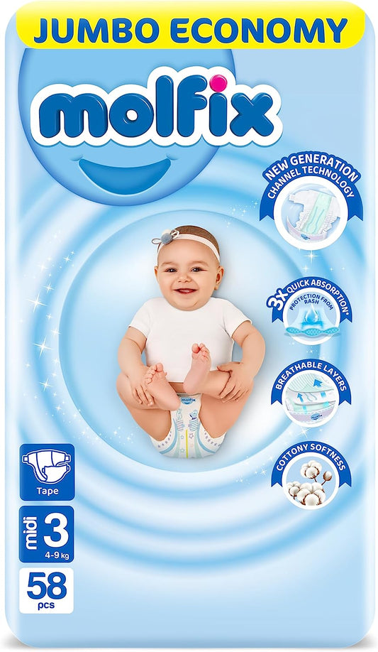 Molfix Diapers Size 3 ,58 Pcs,6-11KG