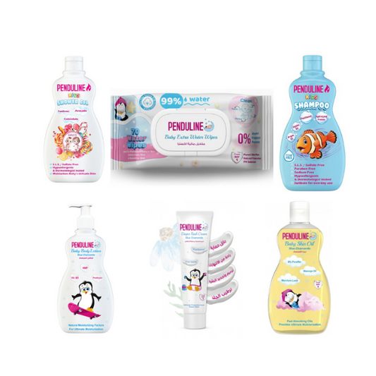 Saving Bundle 6  (Shampoo 250ml - Shower Jel 300ml sweets -Lotion 200ml - Wipes - Oil 100ml - Diaper Rash 75ml )