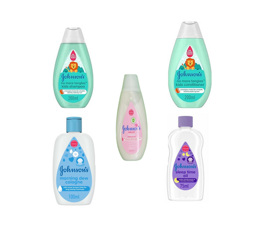 Johnson's Baby Set(No More Tangles Kids Conditioner 200ml - No More Tangles Shampoo 200ml -Baby Soft Lotion 200ml - Baby Cologne Morning Dew 100ml - Sleep time Oil 200ml)