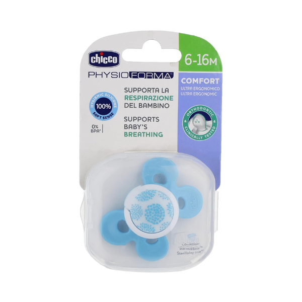 Chicco PhysioForma Comfort Baby Soother - Blue , 6-16 M(Pack of 1)