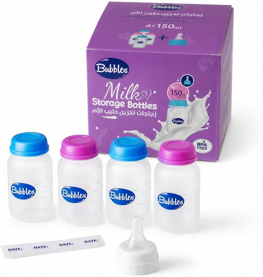 Bubbles Storage Bottles for Babies, 150 ml, BPA Free, Pack of 4