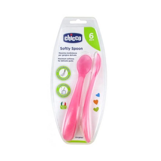 Chicco Soft Spoon Bi-Pack +6m Pink