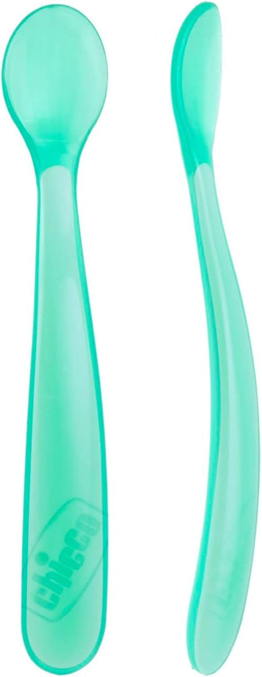 Chicco Spoon Soft Silicone +6m 2pcs Blue