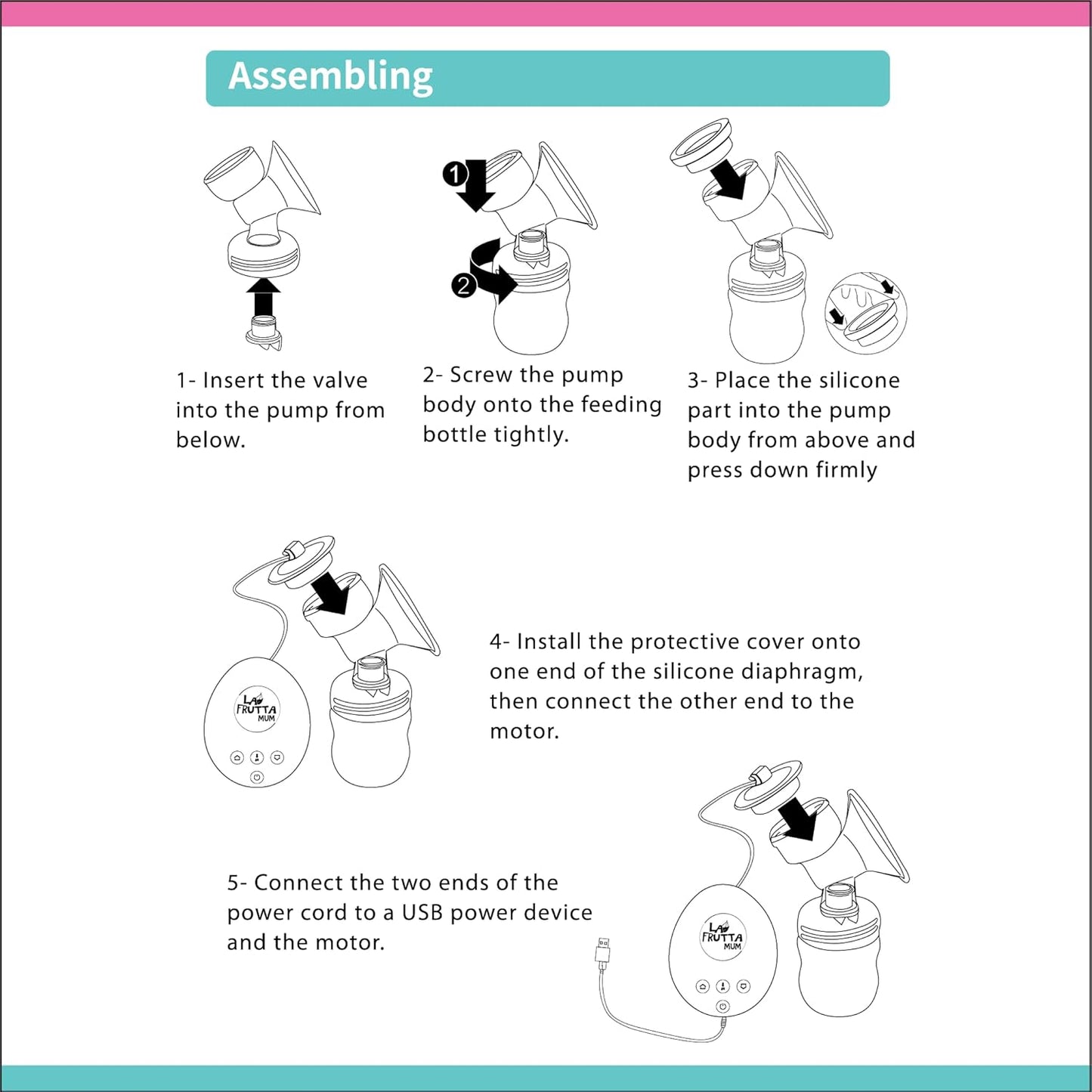 La Frutta Double Electric Breast Pump 150Ml*2 + Free Milk Bags