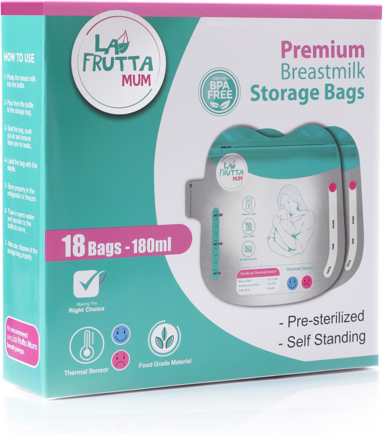 La Frutta Milk Storage Bags 180ml 18Pcs
