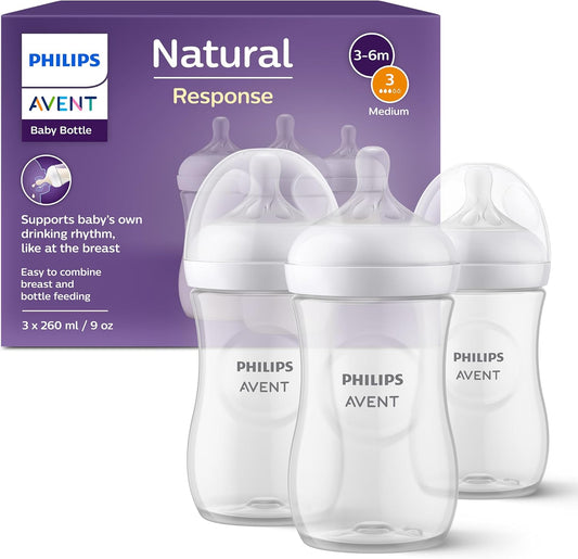 Natural Response Baby Bottle 260 Ml Baby Milk Bottle For 1 Month+ And Up BPA Free  3 Bottles