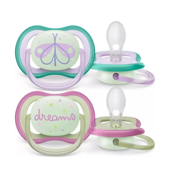 Philips Avent Ultra Air Night Glow In The Dark Night Pacifier 0-6 Months Girls Scf376/19
