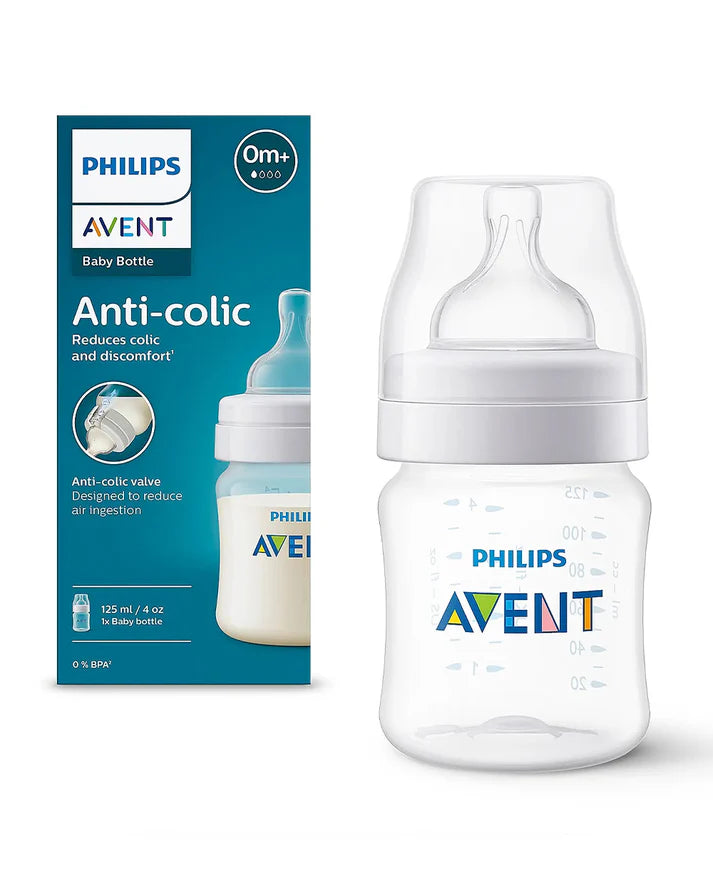 Avent Anti-Colic Baby Bottle 125ml (0M+) – Newborn Feeding Bottle, 1 Pack