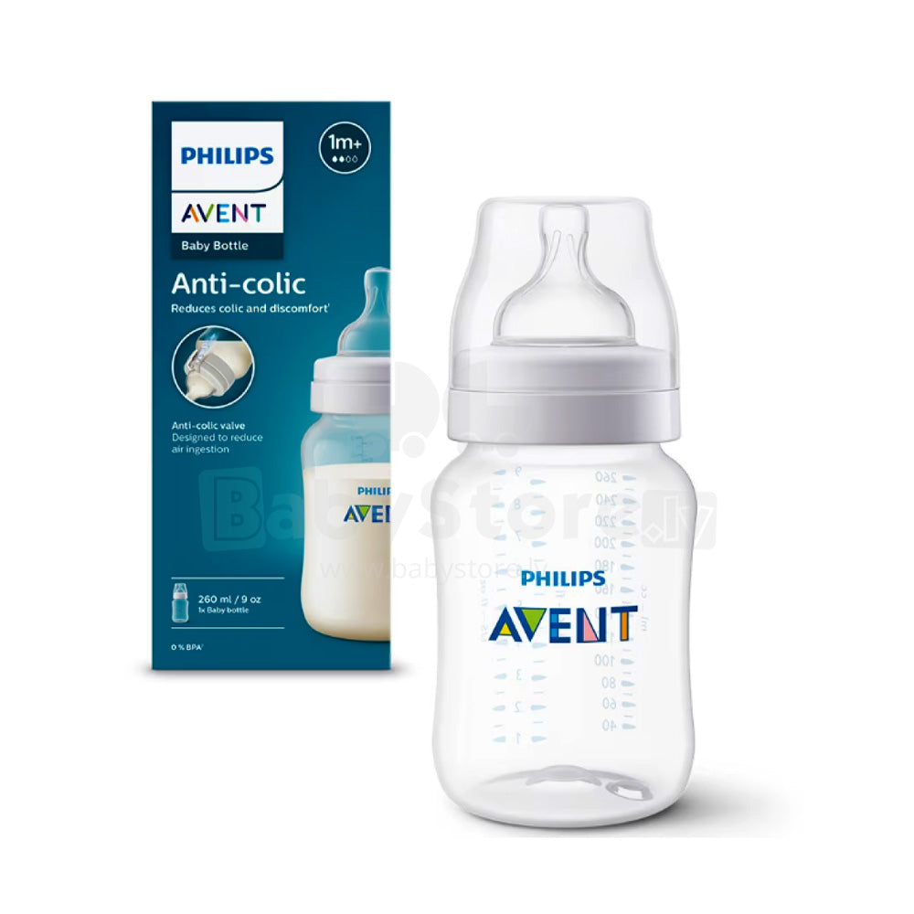 Avent Anti-Colic Baby Bottle 260ml (1M+) – Infant Feeding Bottle, 1 Pack
