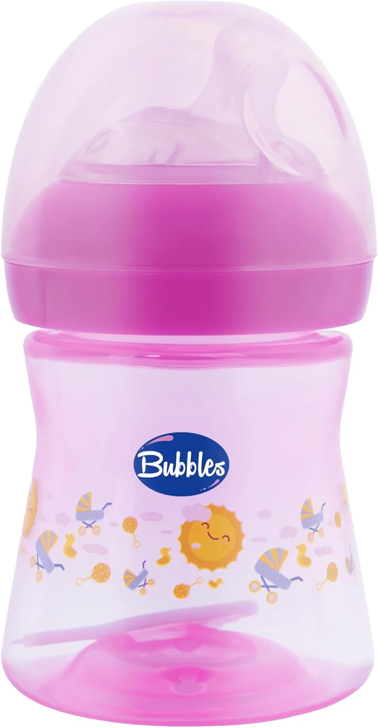 زجاجة رضاعة بيبي بابلز 150 مل مضادة للمغص – وردي