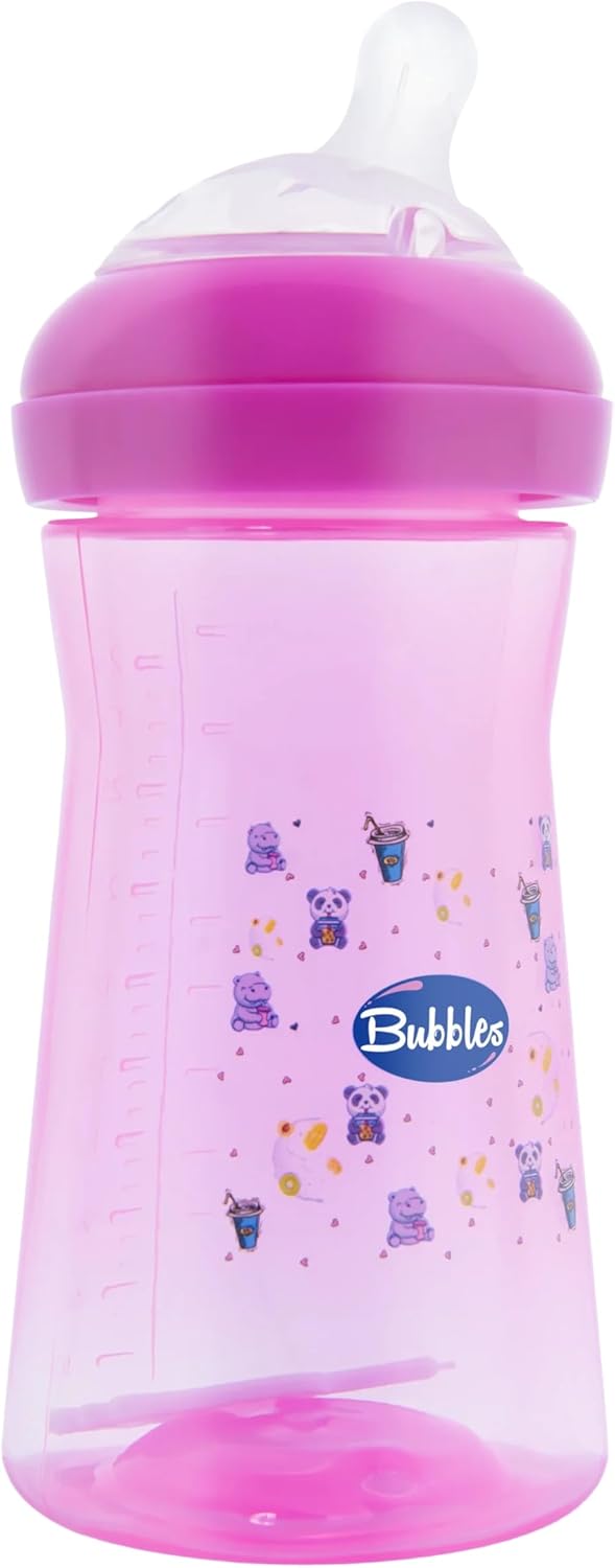 زجاجة رضاعة بيبي بابلز 280 مل مضادة للمغص – وردي