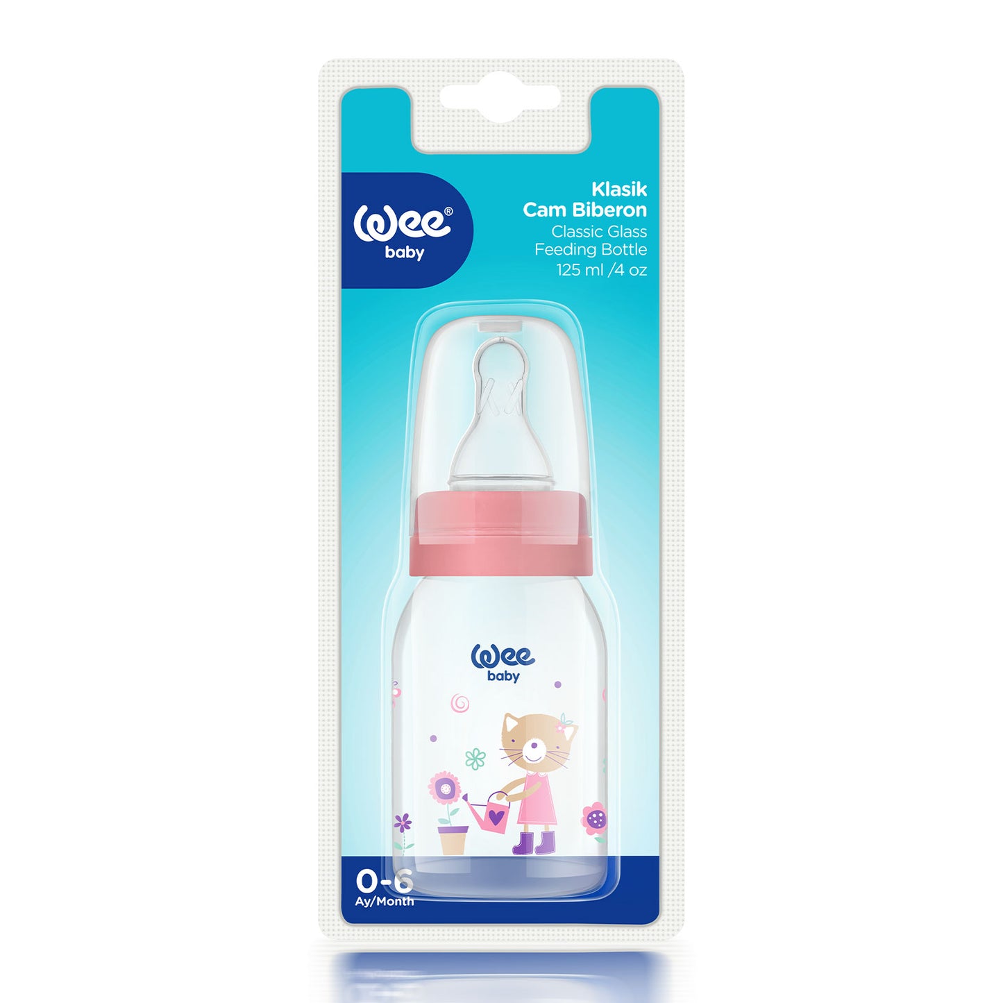 Wee Baby Classic Glass Feeding Bottle 0-6 Months 125ml - 1 Pack