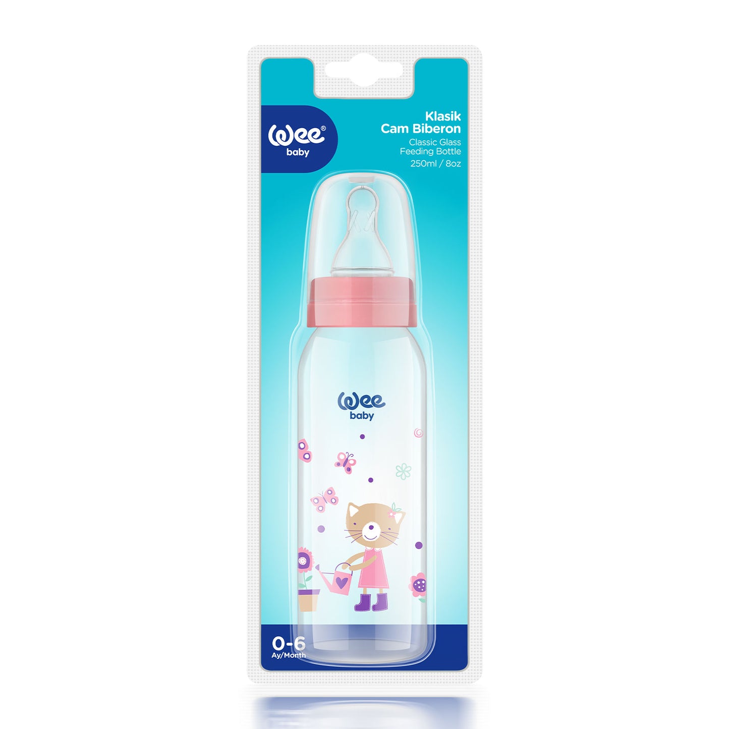 Wee Baby Classic Glass Feeding Bottle 0-6 Months 250ml - 1 Pack